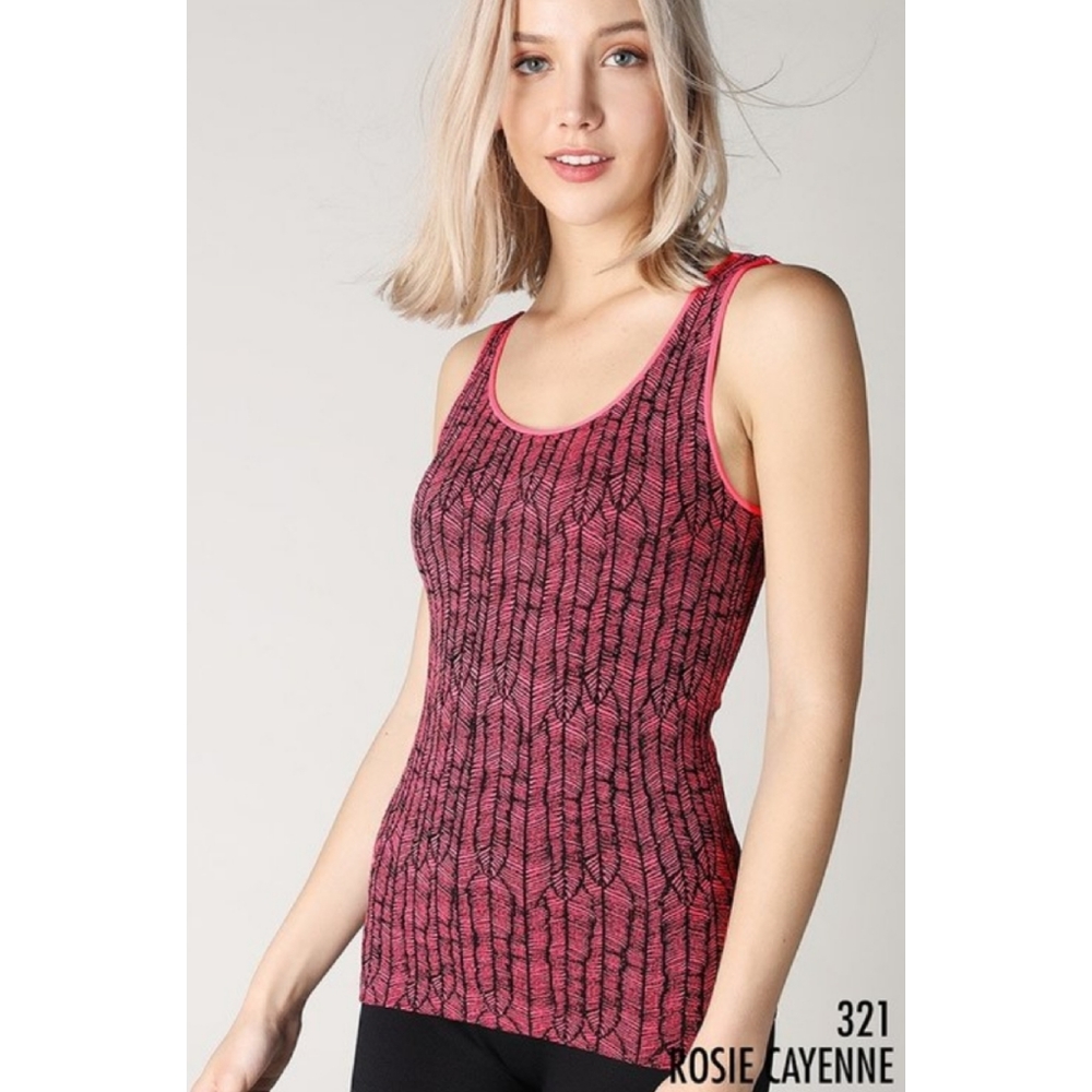 Pink Feather Printed Workout Top